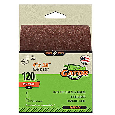 4 in. x 36 in. Red 120 Grit Aluminum Oxide Sanding Belt - 1 Pk.