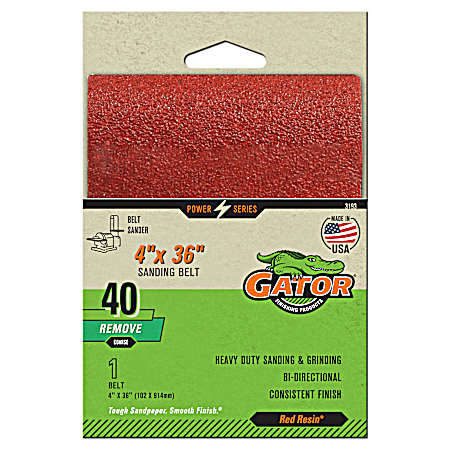 4 in. x 36 in. Red 40 Grit Aluminum Oxide Sanding Belt - 1 Pk.