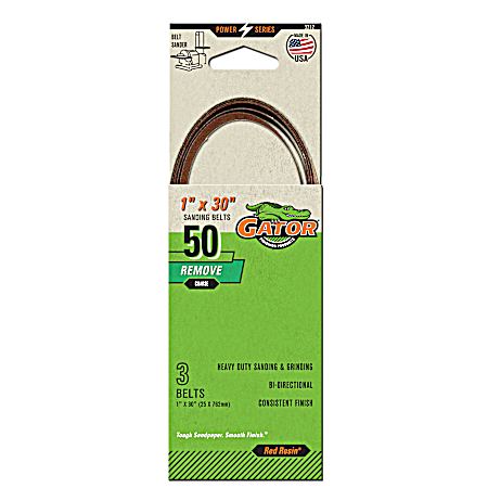 1 in. x 30 in. Red 50 Grit Aluminum Oxide Sanding Belt - 2 Pk.