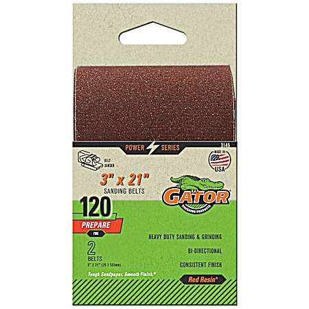 3 in. x 21 in. Red 120 Grit Aluminum Oxide Sanding Belt - 2 Pk.