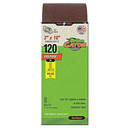 3 in. x 18 in. Red 120 Grit Aluminum Oxide Sanding Belt - 5 Pk.