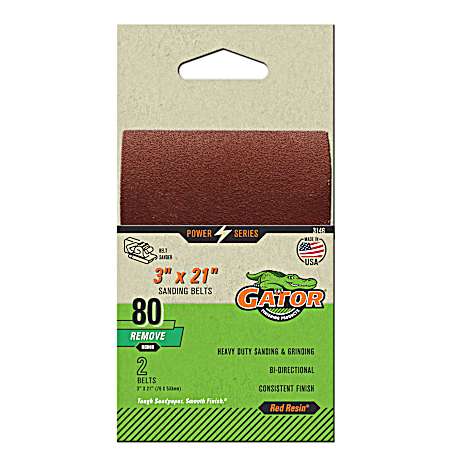 3 in. x 21 in. Red 80 Grit Aluminum Oxide Sanding Belt - 5 Pk.