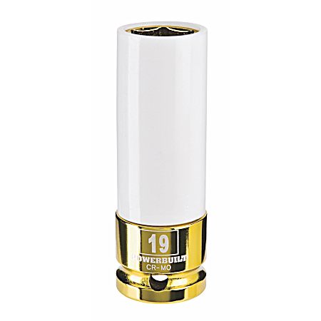 1/2 in Drive x 19mm Thin Wall Gold/White Lug Nut Socket - 941040