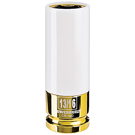 1/2 in Drive x 13/16 in Thin Wall Gold/White Lug Nut Socket - 941043
