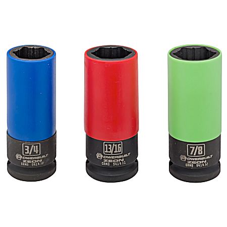 3 pc Zeon SAE Damaged Lug Nut Socket Set - 941436