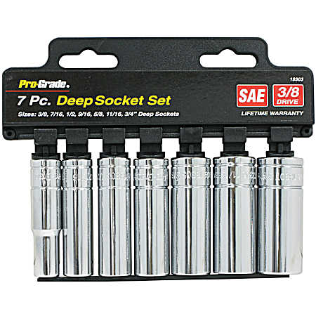 7 Pc. 3/8 In. Drive SAE Deep Socket Set