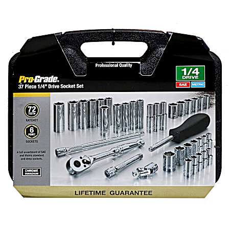 37 pc 1/4 in Drive SAE and Metric Socket Set