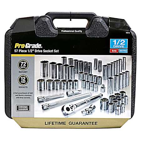 57 pc 1/2 in Drive SAE and Metric Socket Set