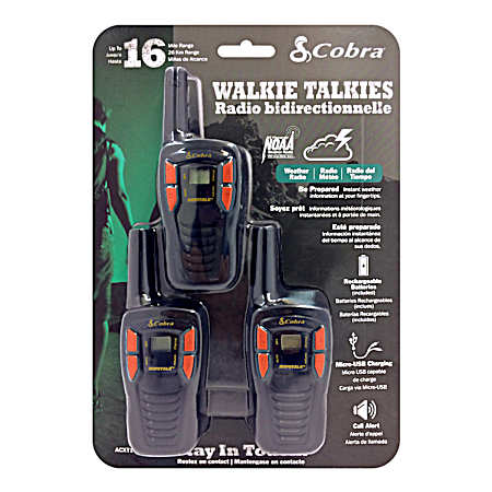 Cobra - MicroTALK 16-Mile, 22-Channel FRS/GMRS 2-Way Radios (3-Pack) - Black