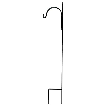 90 in Black Square Tall Single w/ Finial Shepherd Hook
