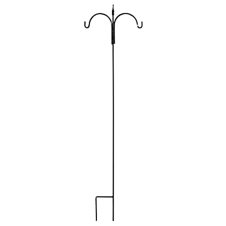 90 in Black Square Tall Double w/ Finial Shepherd Hook