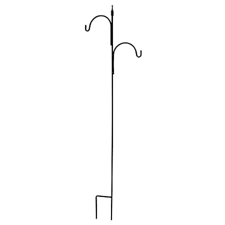 90 in Black Square Tall Offset w/ Finial Shepherd Hook