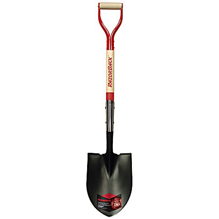 Round Point Shovel w/ Wood Handle & Steel D-Grip