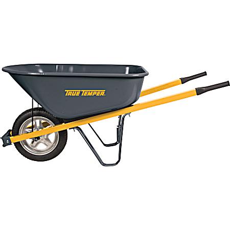 6 cu ft Steel Tray Wheelbarrow w/Steel Handles w/ Never-Flat Tire