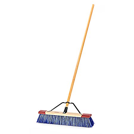 24 in Assembled Heavy Duty Rough Surface Push Broom w/ Steel Brace