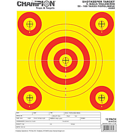 Shotkeeper 8.5 in x 11 in Bull's Eye Targets - 12 Pk