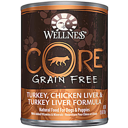 CORE All Lifestages Grain-Free Turkey, Chicken Liver & Turkey Liver Wet Dog Food, 12.5 oz Can