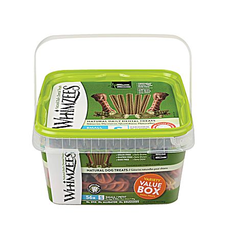 Natural Dental Care Small Dog Treats - Variety Value Box - 56 Pc