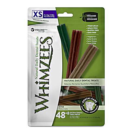 XS Stix Natural Daily Dental Dog Treats Value Bag - 56 Pc