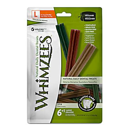 Large Stix Natural Daily Dental Dog Treats Value Bag - 7 Pc