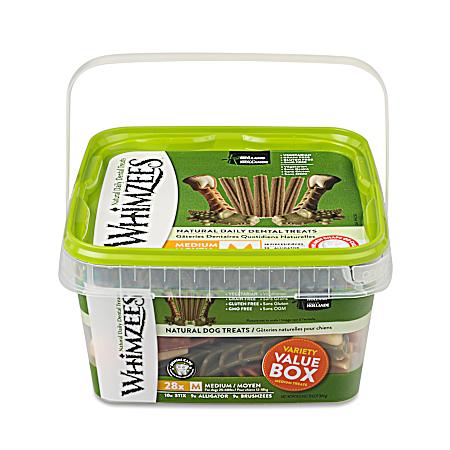 Medium Natural Daily Dental Dog Treats Variety Container - 28 Pc
