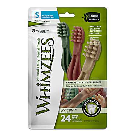 Small Brushzees Natural Daily Dental Dog Treats Value Bag - 24 Pc