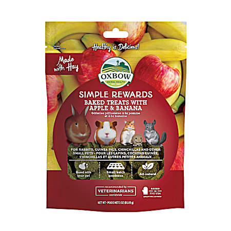 Simple Rewards 3 oz Baked Treats w/ Apple & Banana for Small Pets