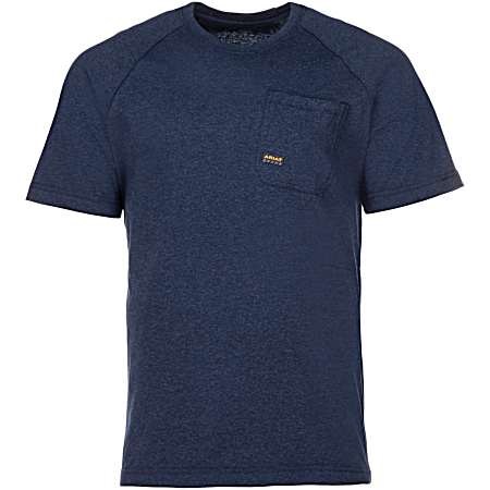 Men's Navy Heather Cotton Strong Short Sleeve Shirt
