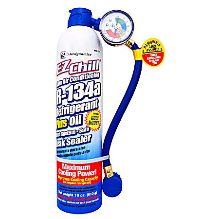 R-134a A/C Refrigerant w/ Recharge Hose & Gauge