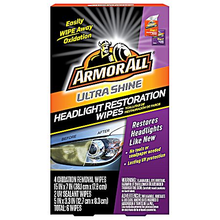 Ultra Shine Headlight Restoration Wipes - 6 Pk