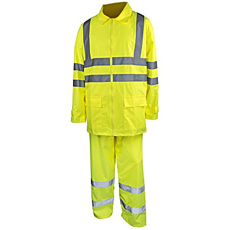 Men's Hi-Vis Yellow 2 pc Rainsuit
