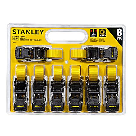 10 ft Yellow Ratchet Straps - 8 Pk