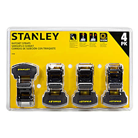 14 ft Yellow Ratchet Straps - 4 Pk