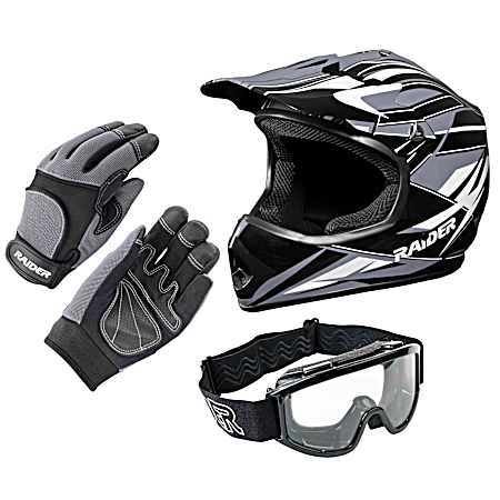 Youth Large MX Ready 2 Ride GX3 Kit w/ Helmet & Goggles & Gloves