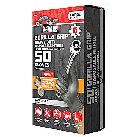 Large Disposable Nitrile Gloves - 50 Ct