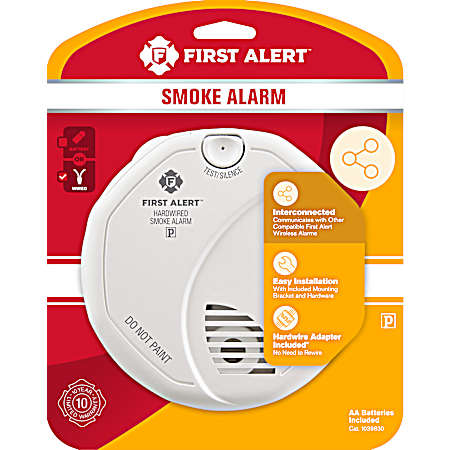 Photoelectric Smoke Alarm, Wireless Interconnectable, Hardwired w/Battery Backup