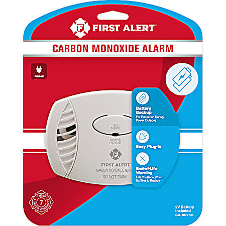 White Plug-In Carbon Monoxide Alarm w/ Battery Backup