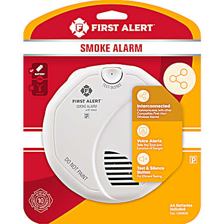Wireless Interconnect Battery Operated Smoke Alarm w/ Voice & Location