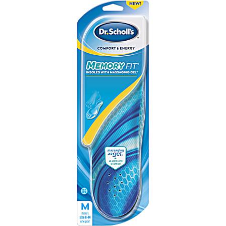 Men's Comfort & Energy Memory Fit Massaging Gel Insoles