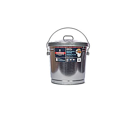 10 gal Silver Round Galvanized Steel Trash Can w/ Locking Lid