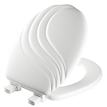 Round Molded Wood Swirl-Design Toilet Seat - White