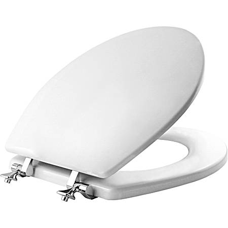 Round Molded Wood Toilet Seat with Chrome Hinge