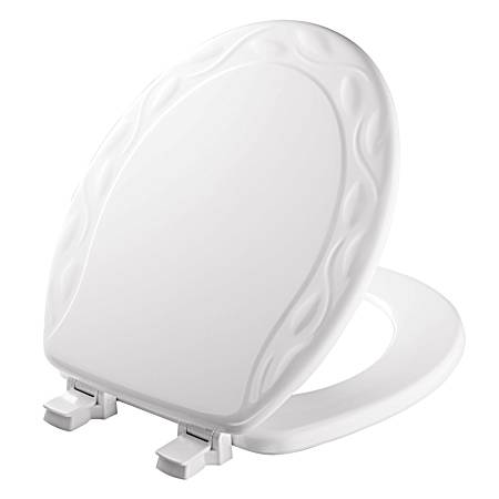 Round Molded Wood Ivy-Design Toilet Seat - White