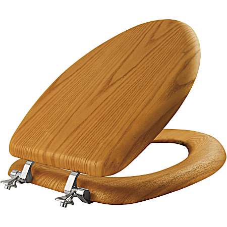 Elongated Natural Oak Wood Veneer Toilet Seat