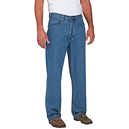 Men's Stonewash Relaxed Fit Classic 5-Pocket Denim Jeans