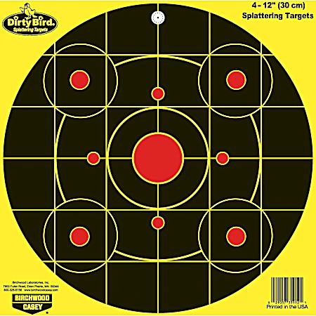 Dirty Bird 12 in Yellow Round Sight-In Targets - 4 Pk