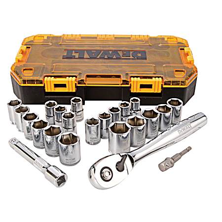 23 pc SAE & Metric 1/2 in Drive Combination Socket Wrench Set