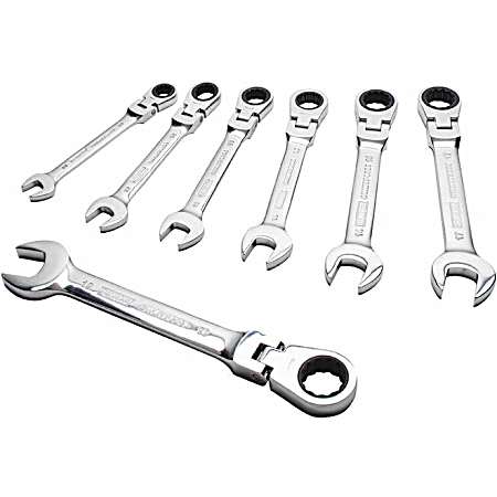 Ratcheting Flex Head Combo Wrench Set - Metric
