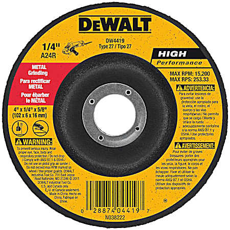 4 x 1/4 x 5/8 In. A24R Grinding Wheel W/DCW