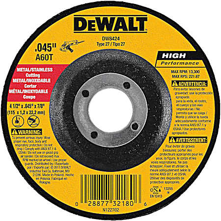 4-1/2 x .045 x 7/8 In. A60T Cutting Wheel